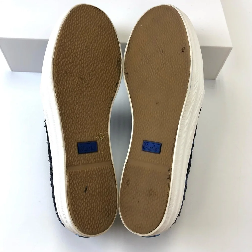 Keds navy sequin platform slip on sneaker loafer Size 7 sparkle Party Prom - Picture 8 of 8
